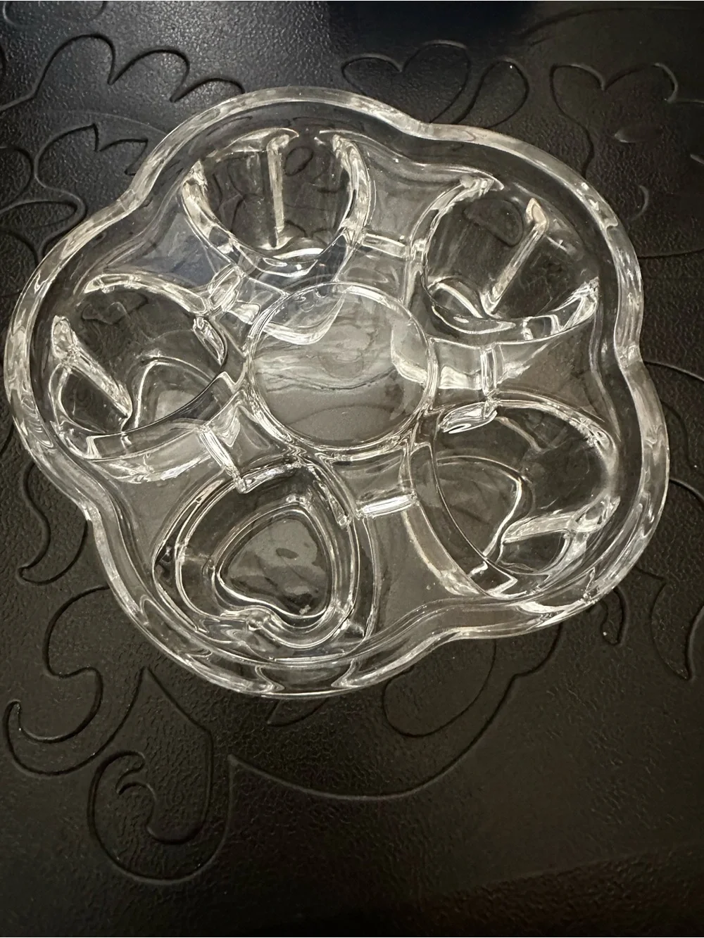 Clear Sectioned Glass hot plate for tea or utensil holder during cooking